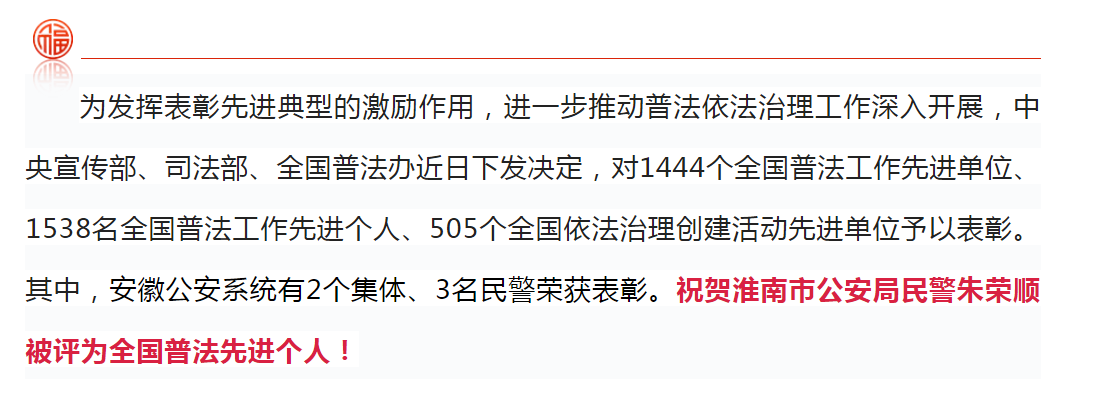 淮南一人入選！全國先進(jìn)！